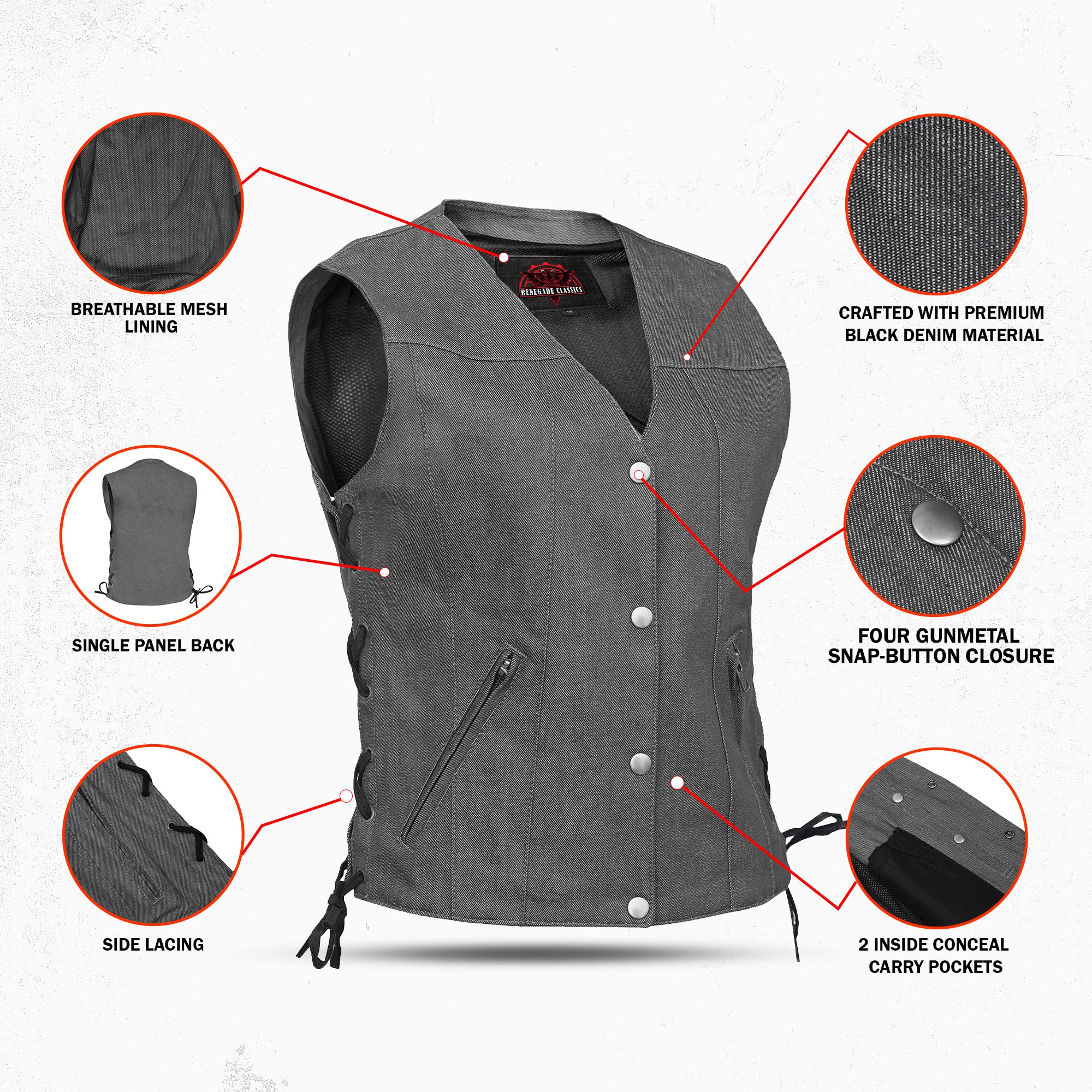 Storm™ Gray womens denim vest