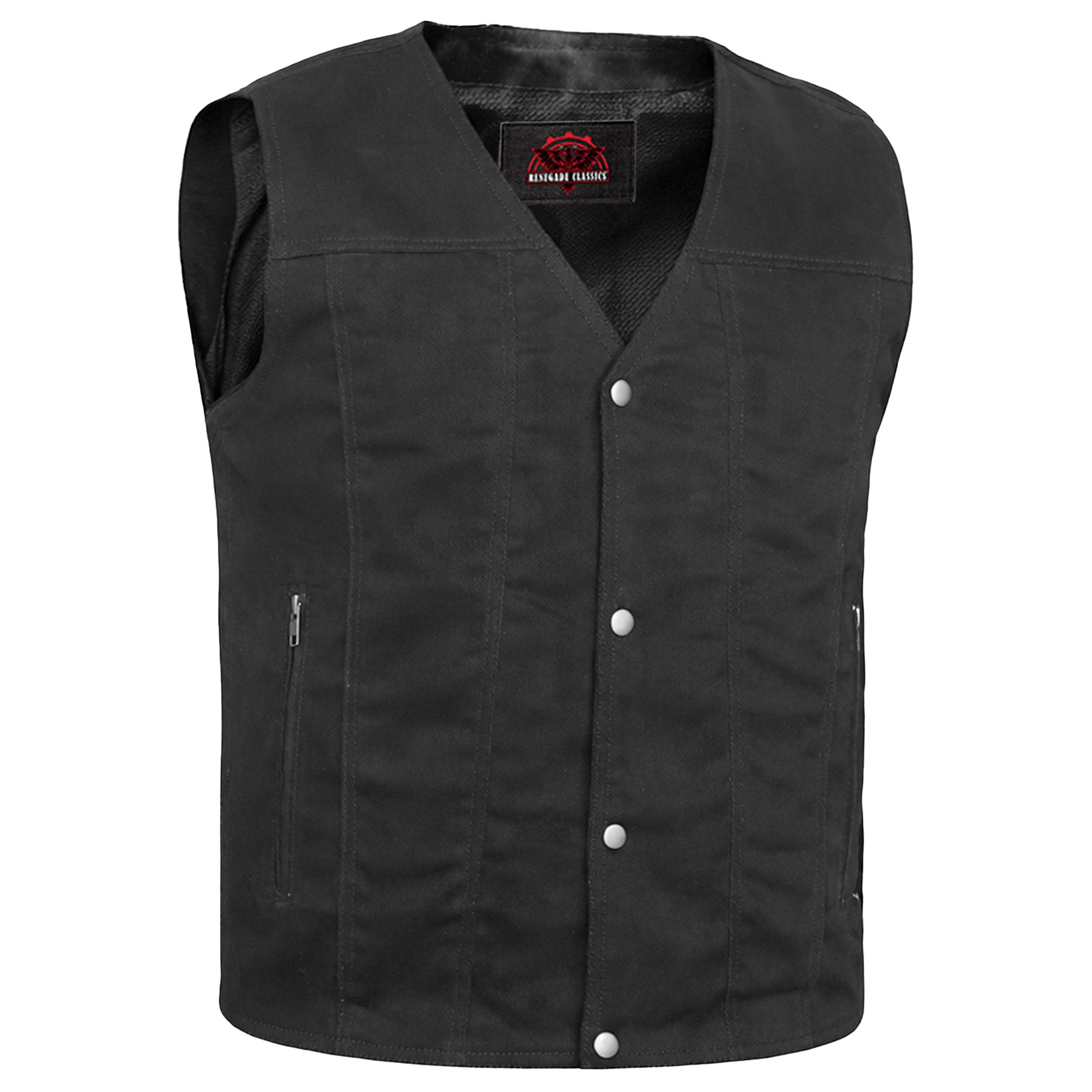 Black Shield™ Men's Black Denim Motorcycle Vest