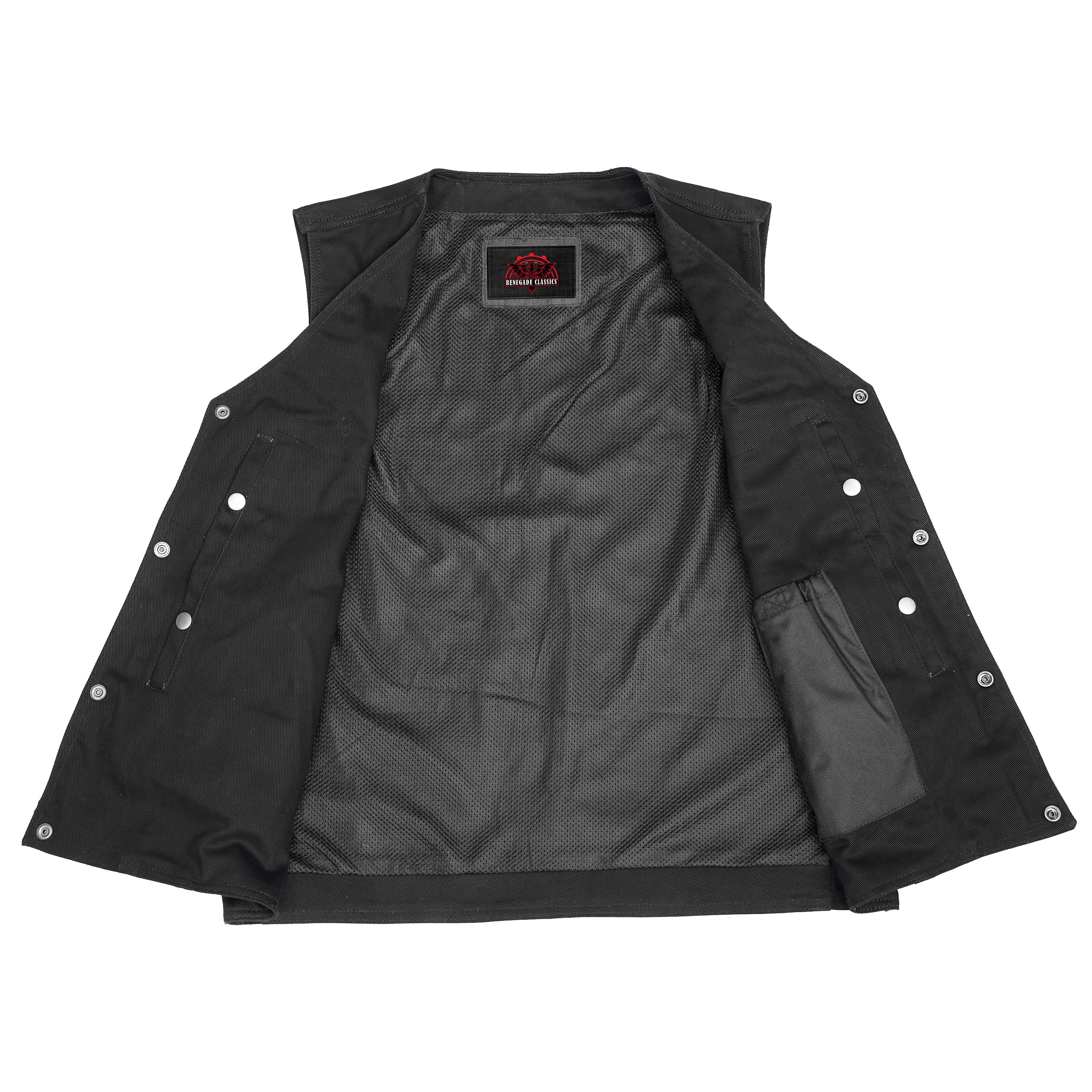 Black Shield™ Men's Black Denim Motorcycle Vest