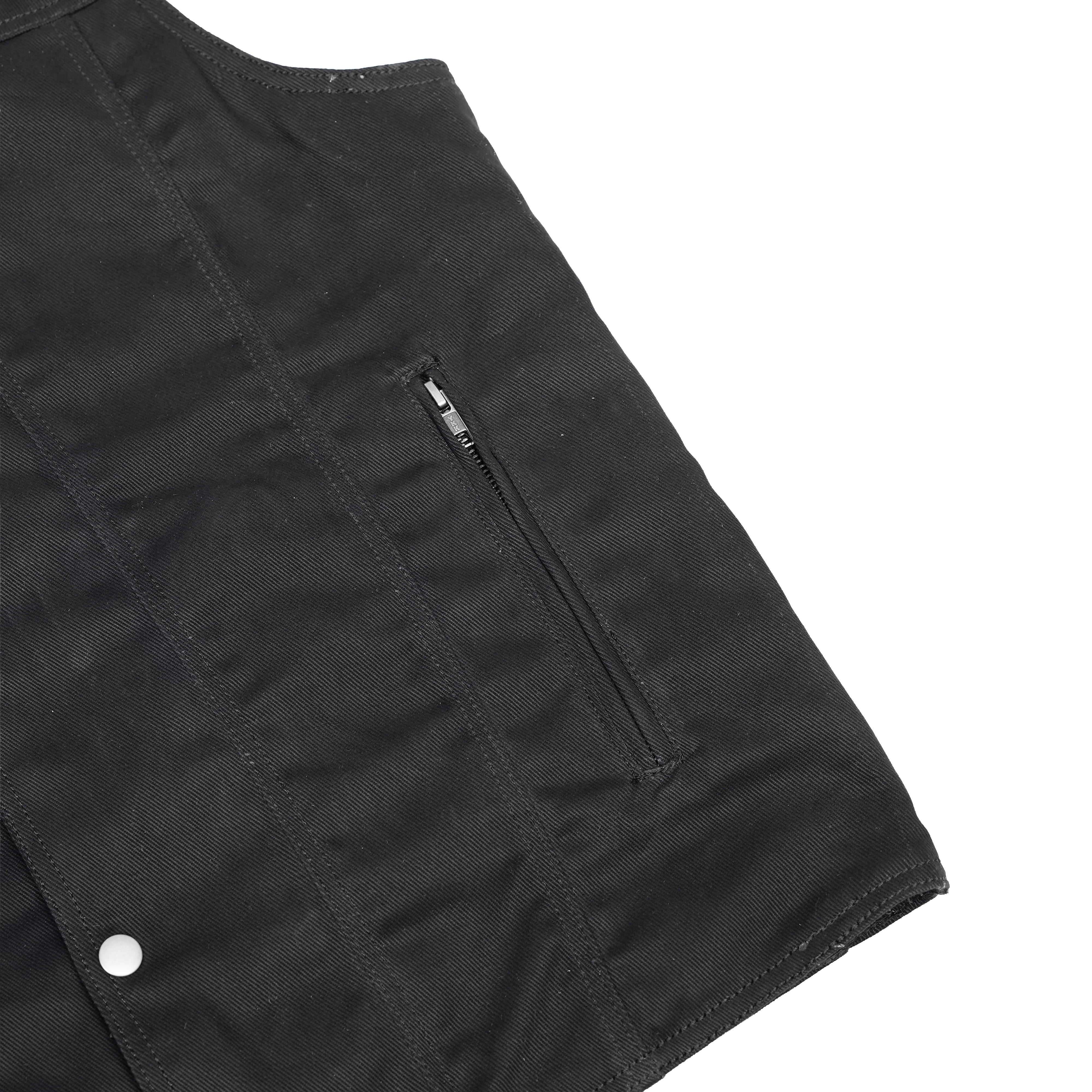 Black Shield™ Men's Black Denim Motorcycle Vest