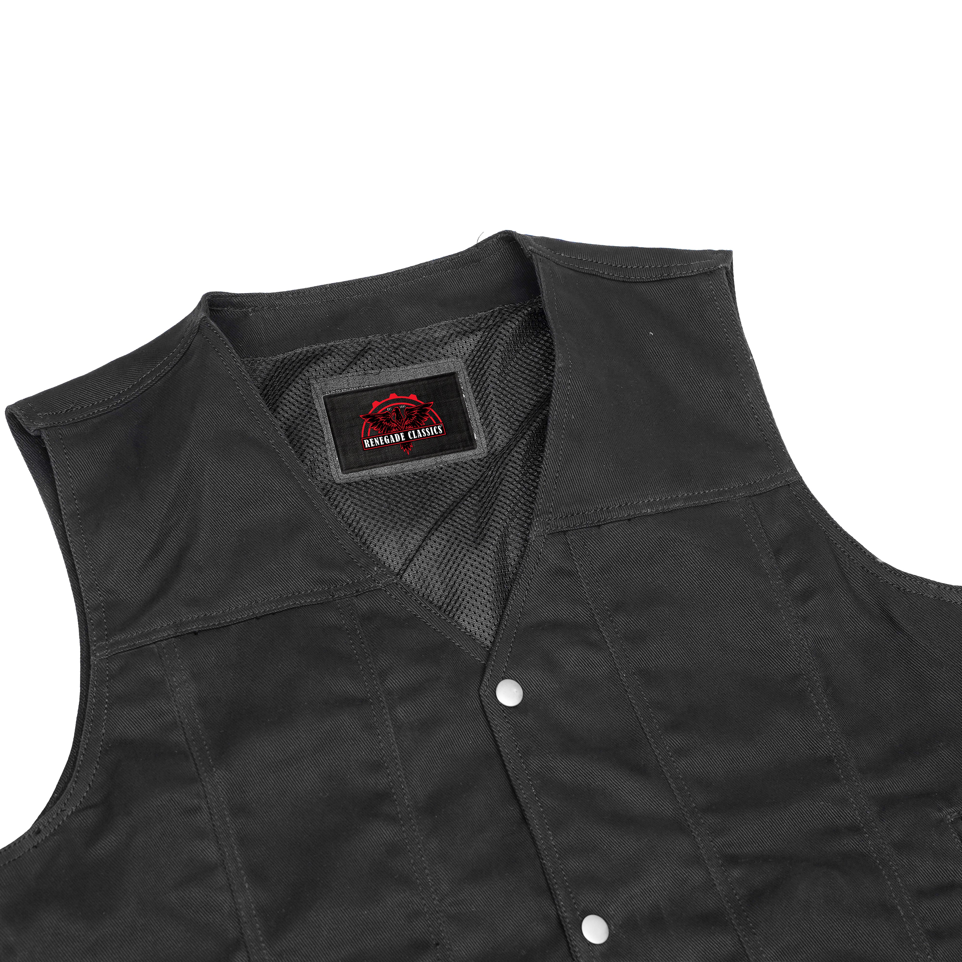 Black Shield™ Men's Black Denim Motorcycle Vest