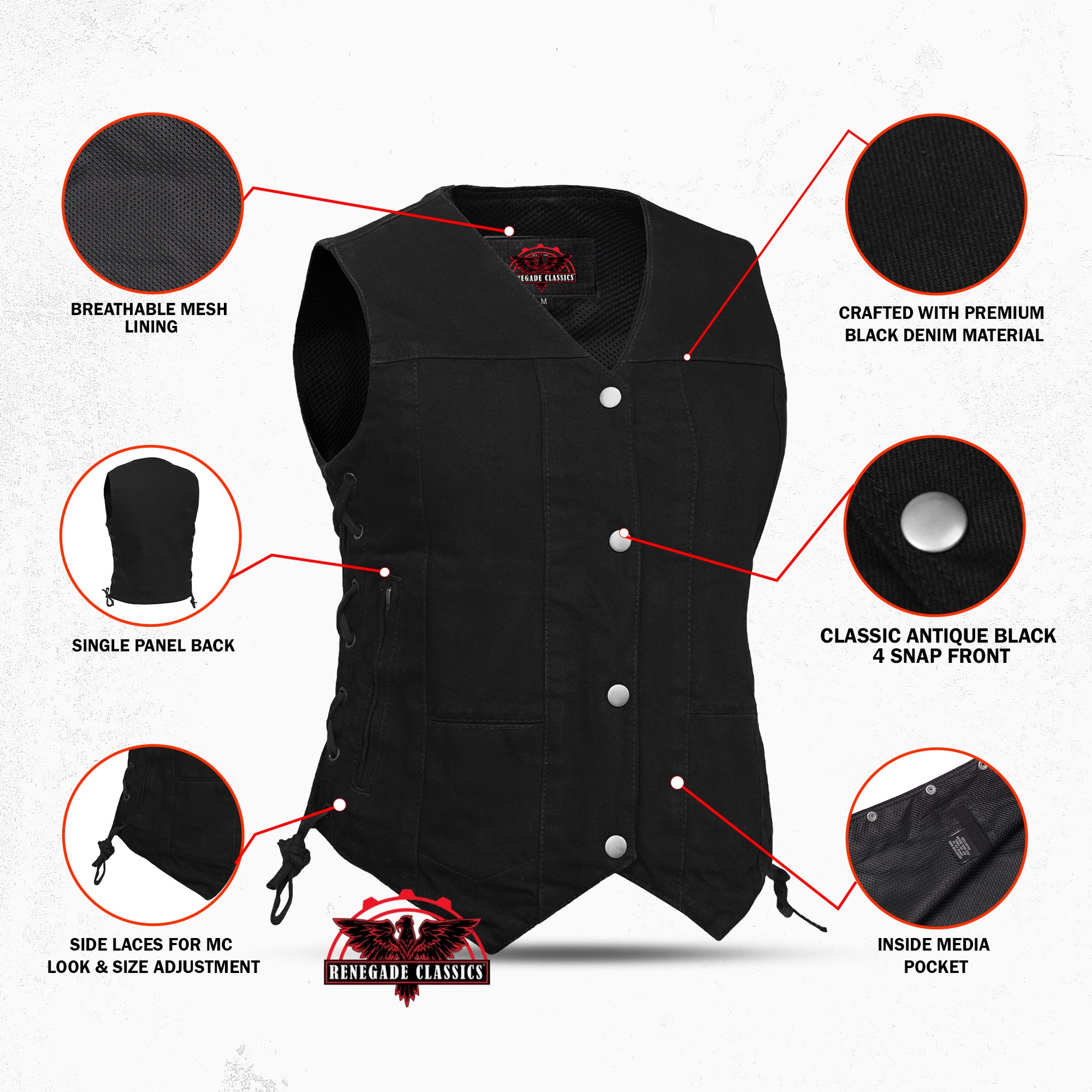 Blackened™ Black womens denim vest
