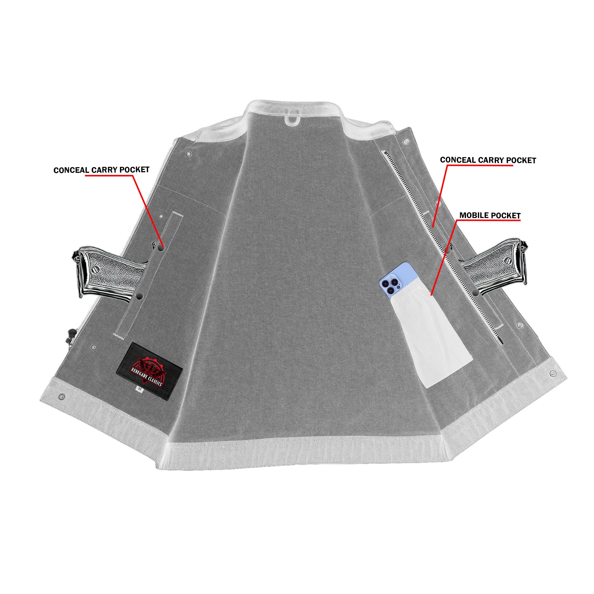 Dual-Tex™ Mens Denim Motorcycle Vest
