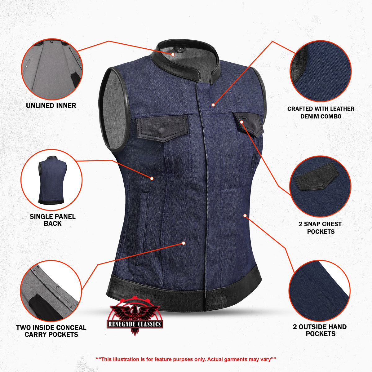 Broken Blue™ Womens Denim Motorcycle Vest