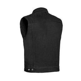 Dark moto Men's Denim Motorcycle Vest  - Black