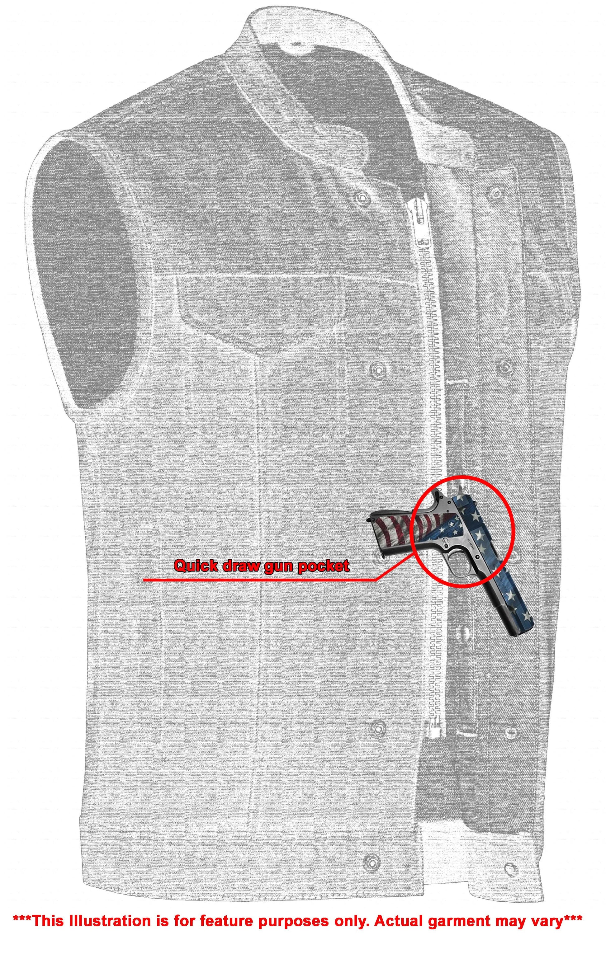 True blue Men's Denim Motorcycle Vest Men's Denim Vests Renegade Classics