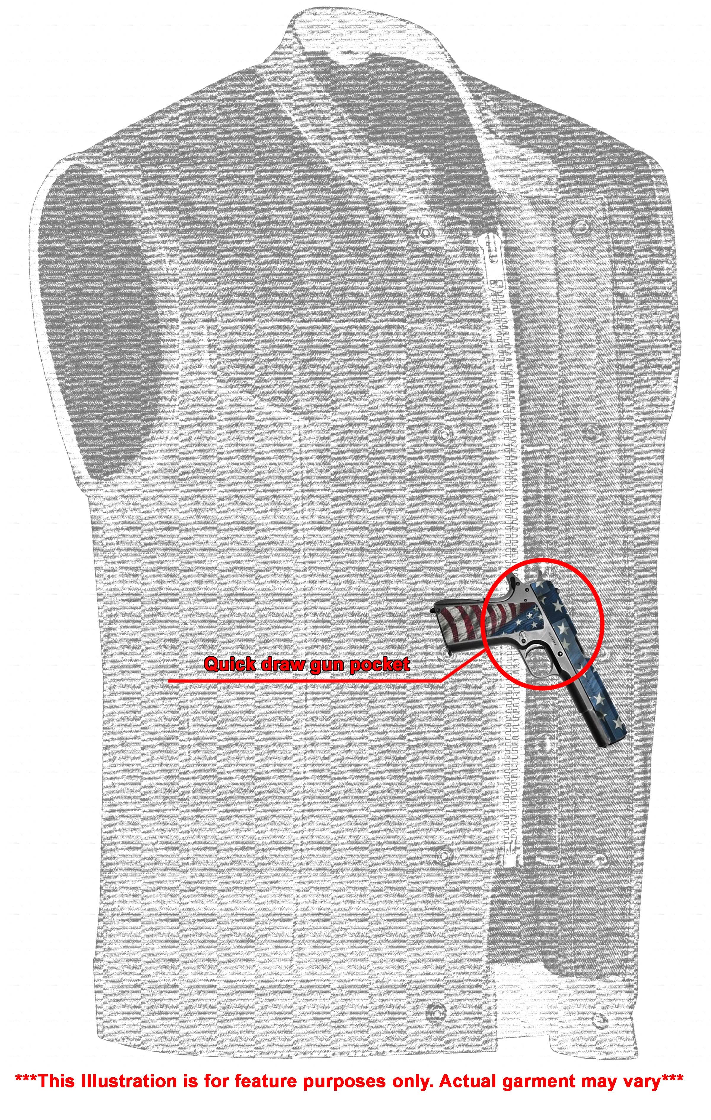 True blue Men's Denim Motorcycle Vest Men's Denim Vests Renegade Classics