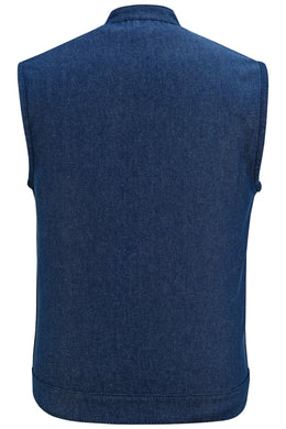 True blue Men's Denim Motorcycle Vest Men's Denim Vests Renegade Classics