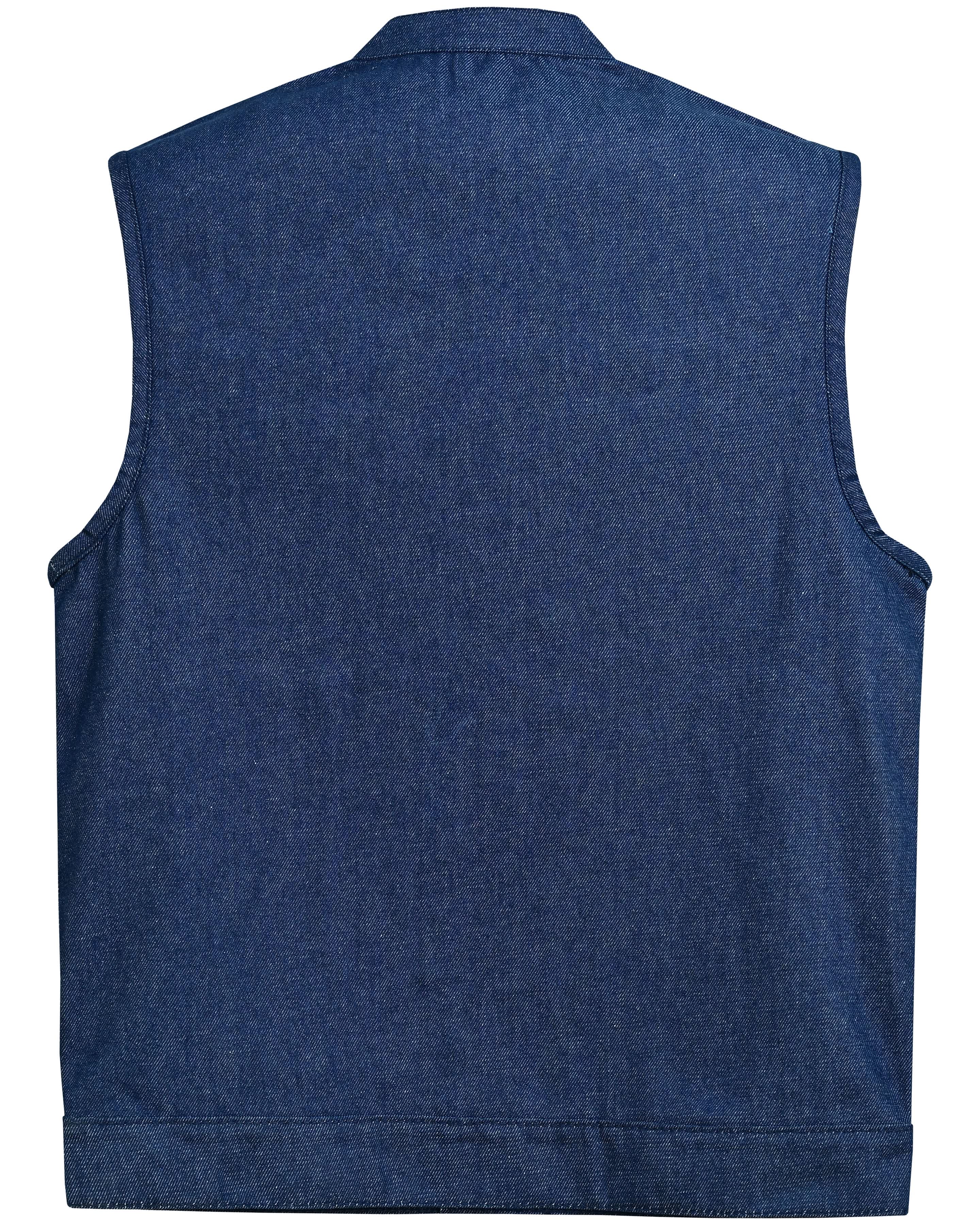 True blue Men's Denim Motorcycle Vest Men's Denim Vests Renegade Classics