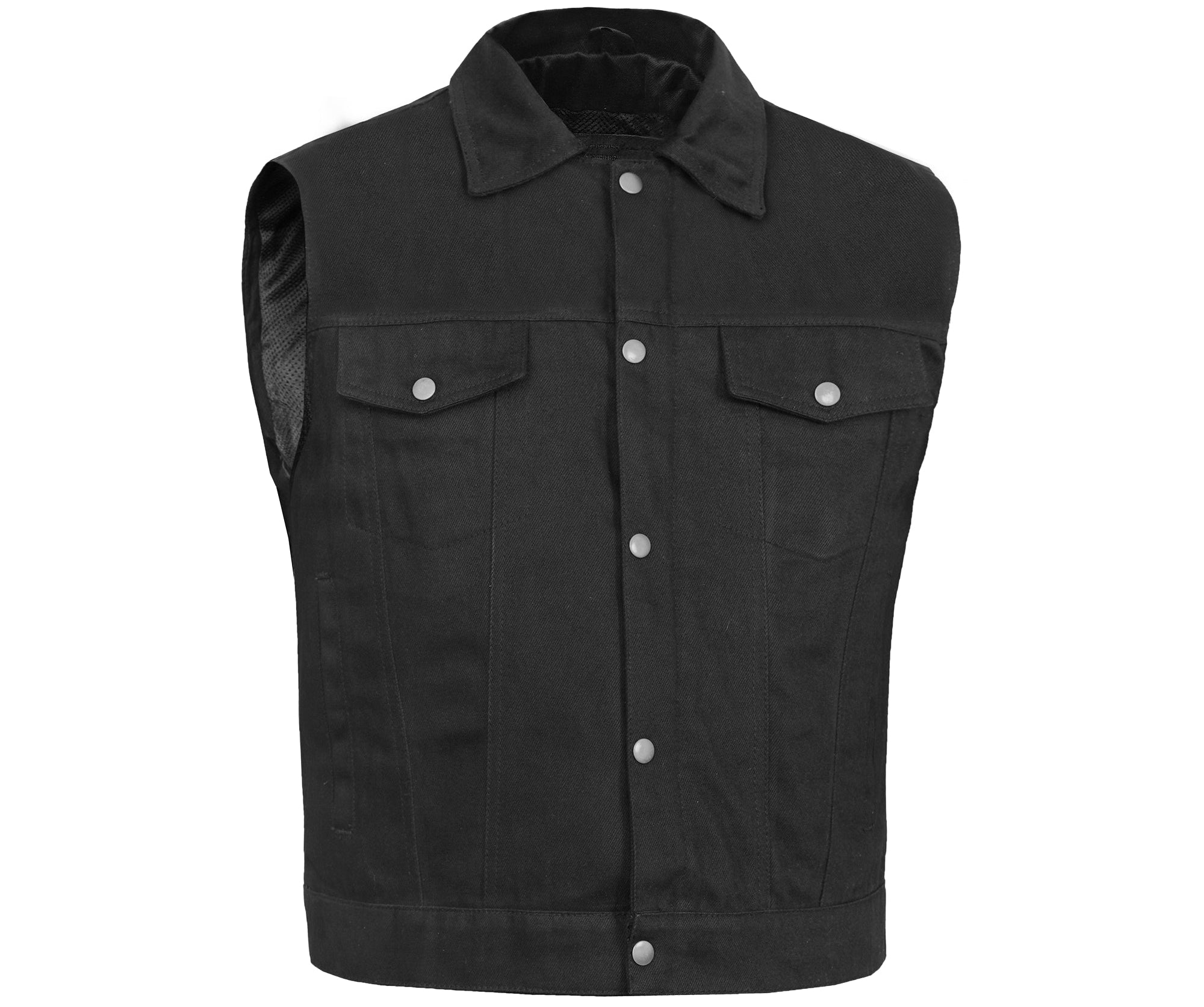 Darklock™ Men's Black Denim Motorcycle Vest