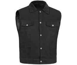 Darklock™ Men's Black Denim Motorcycle Vest