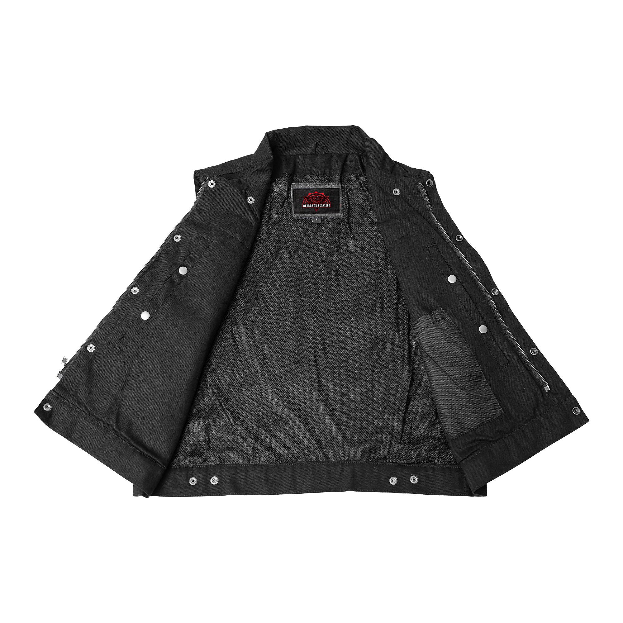 Darklock™ Men's Black Denim Motorcycle Vest