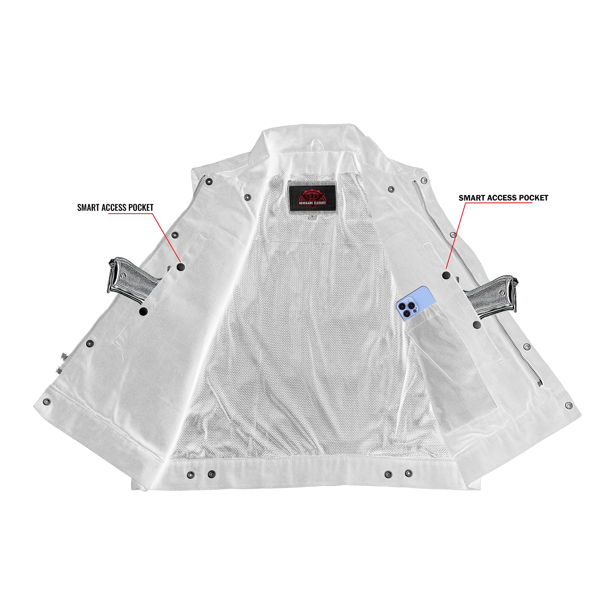 Darklock™ Men's Black Denim Motorcycle Vest