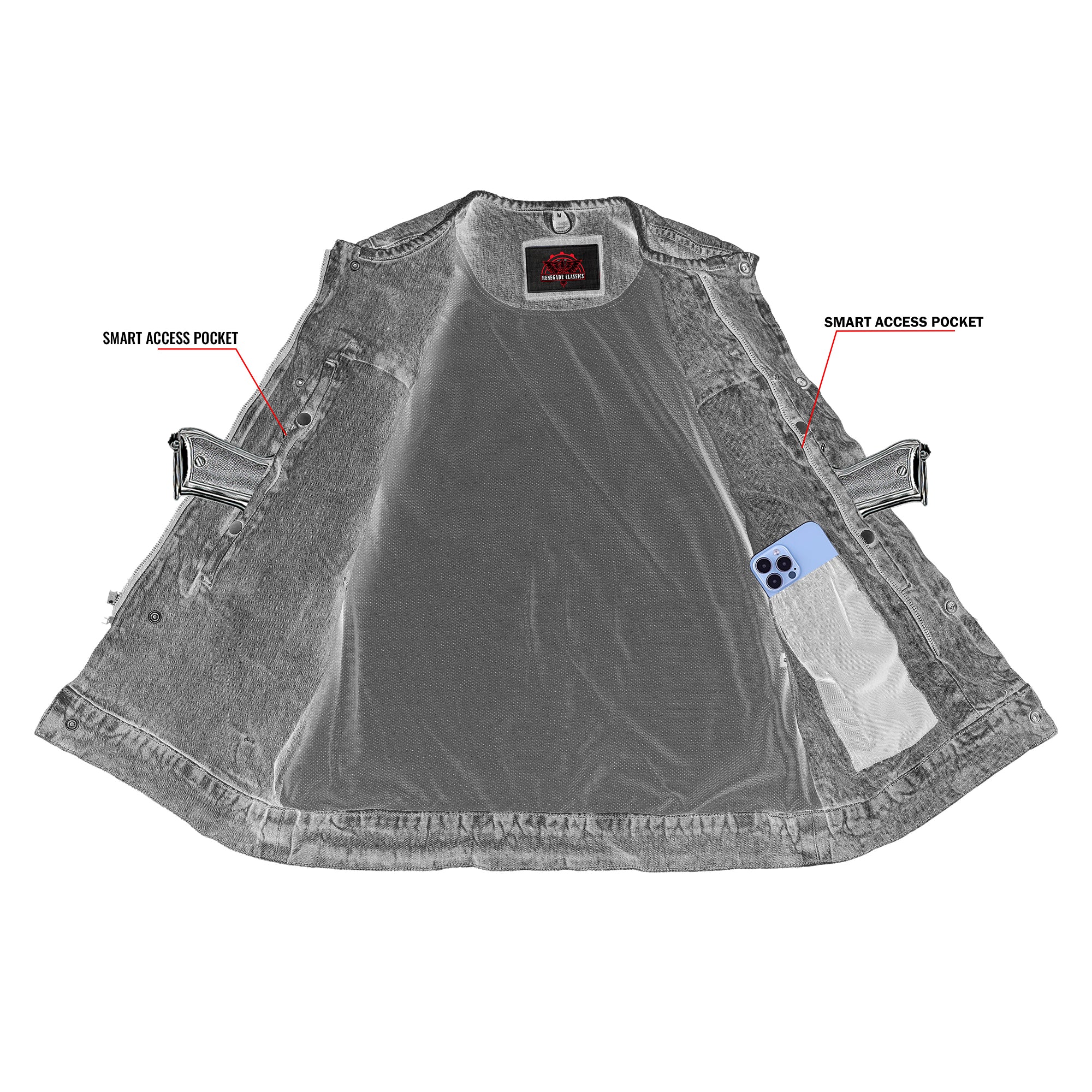 Storm hold™ Mens Blue Denim Motorcycle Vest