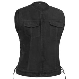Dark Blossom™ Black womens denim vest