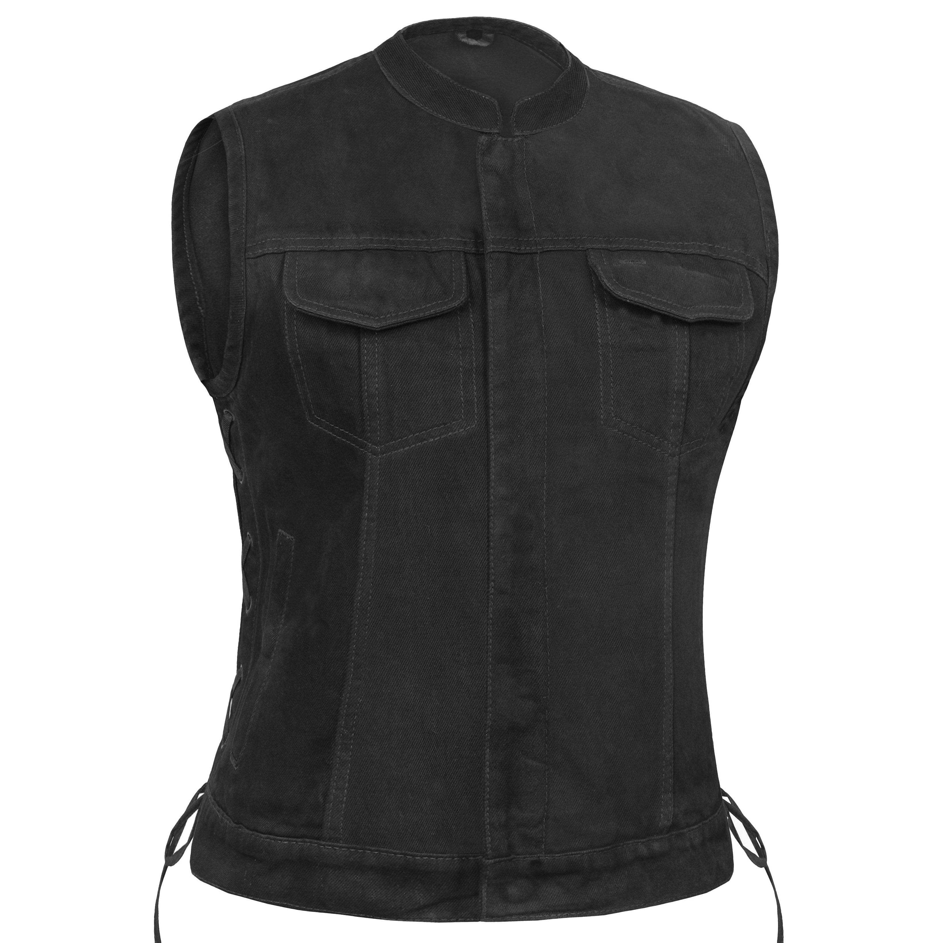 Dark Blossom™ Black womens denim vest