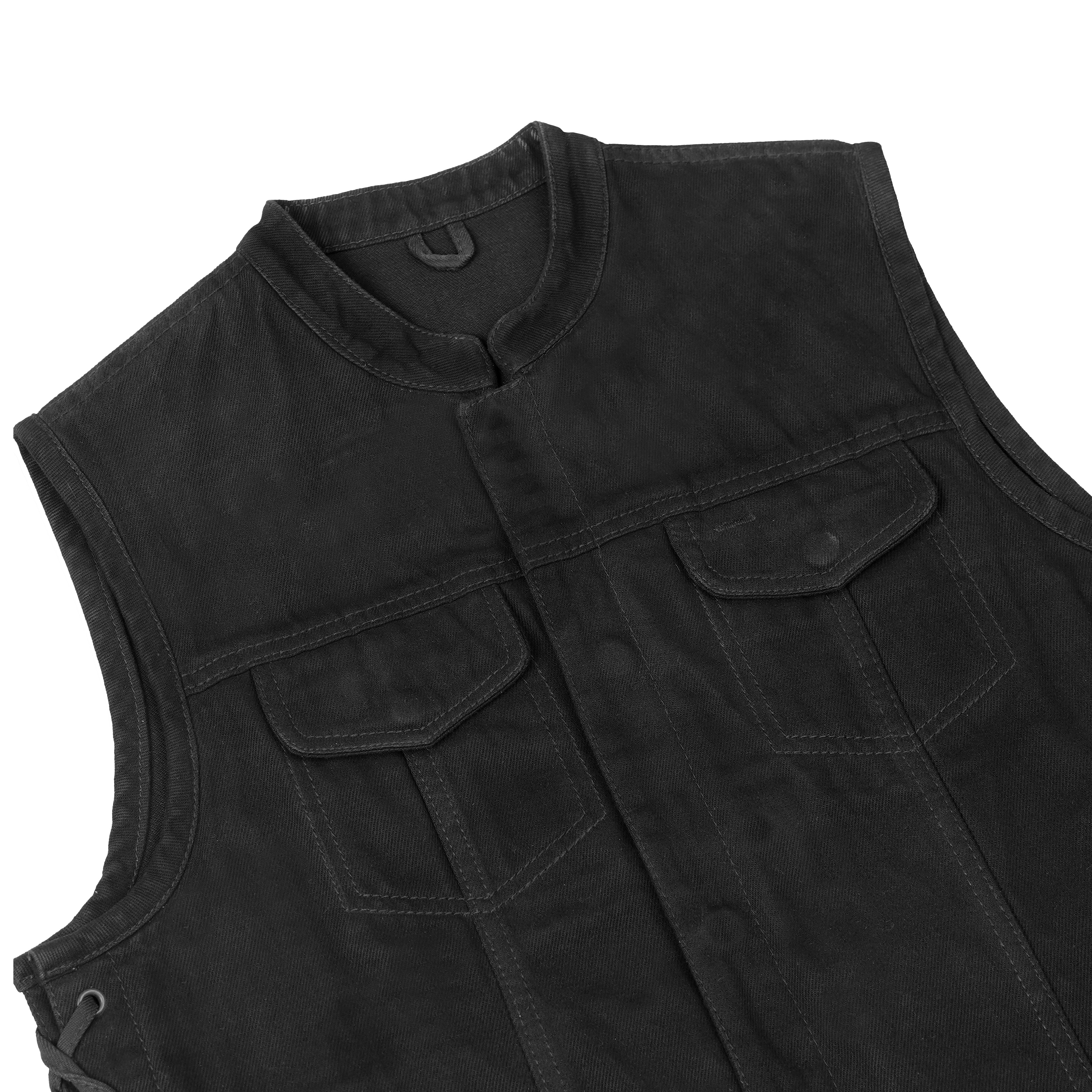 Dark Blossom™ Black womens denim vest