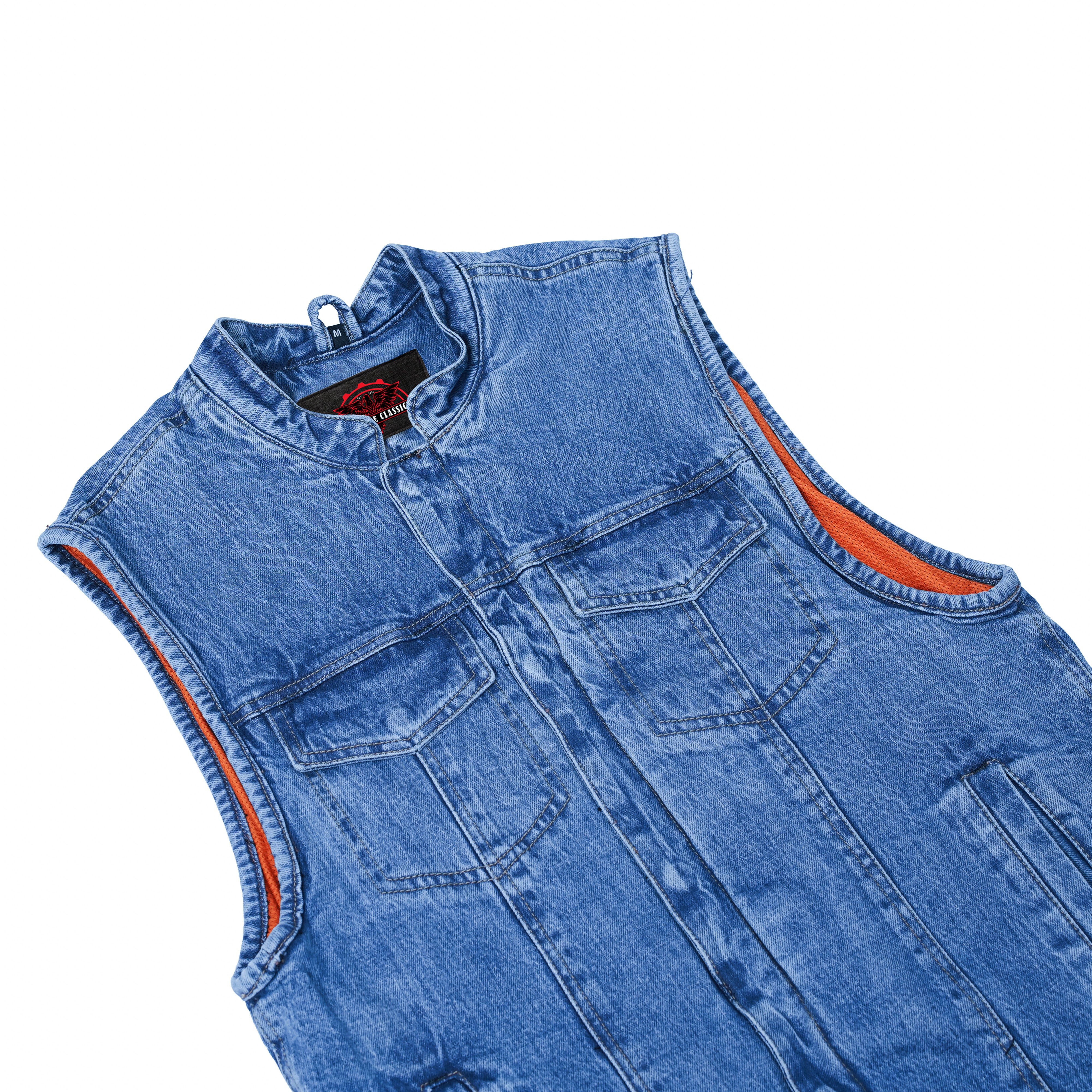 Men's Blue Denim Motorcycle Vest