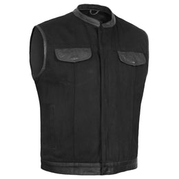 BlackSmith Men's Black Denim Biker Vest