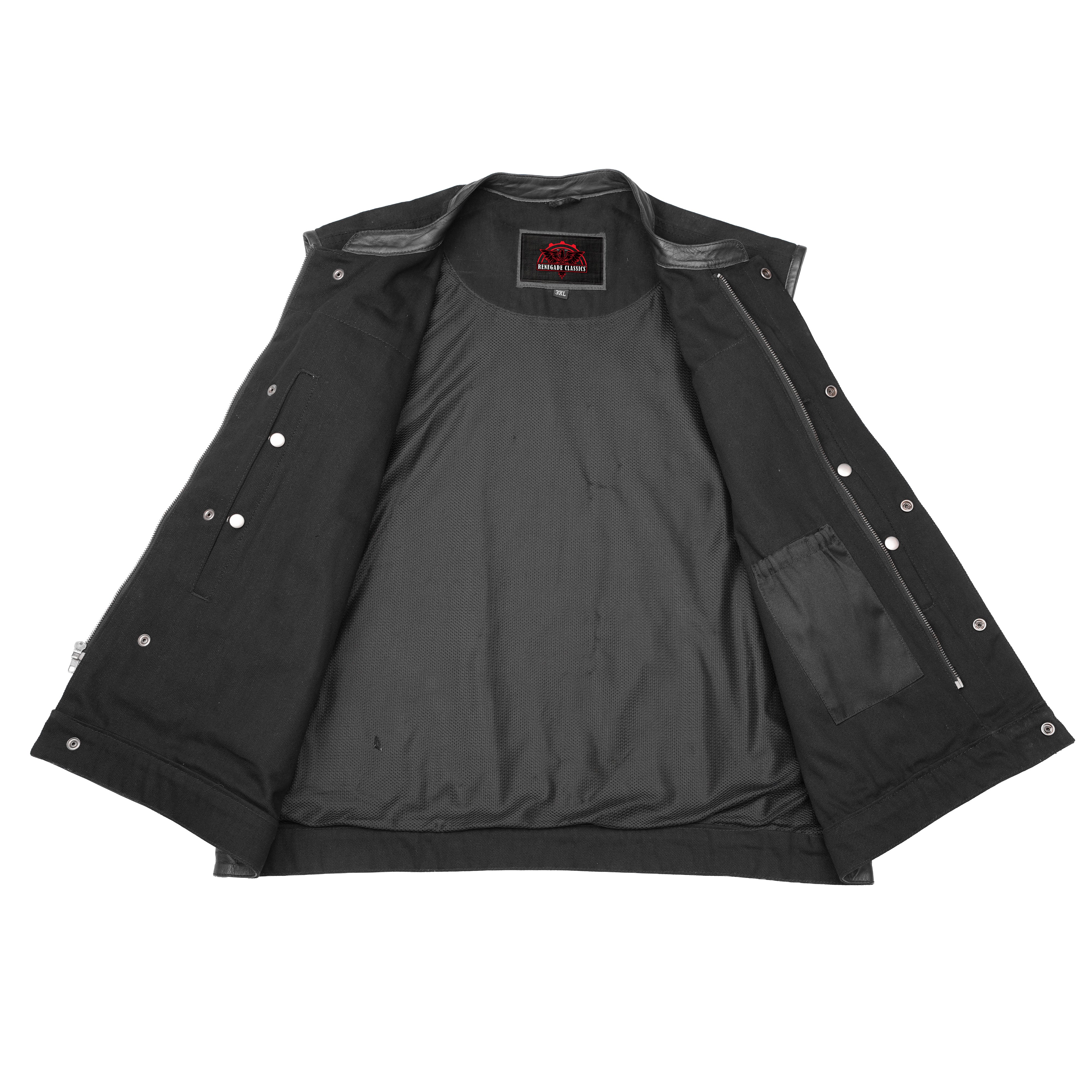 BlackSmith Mens Denim Motorcycle Vest