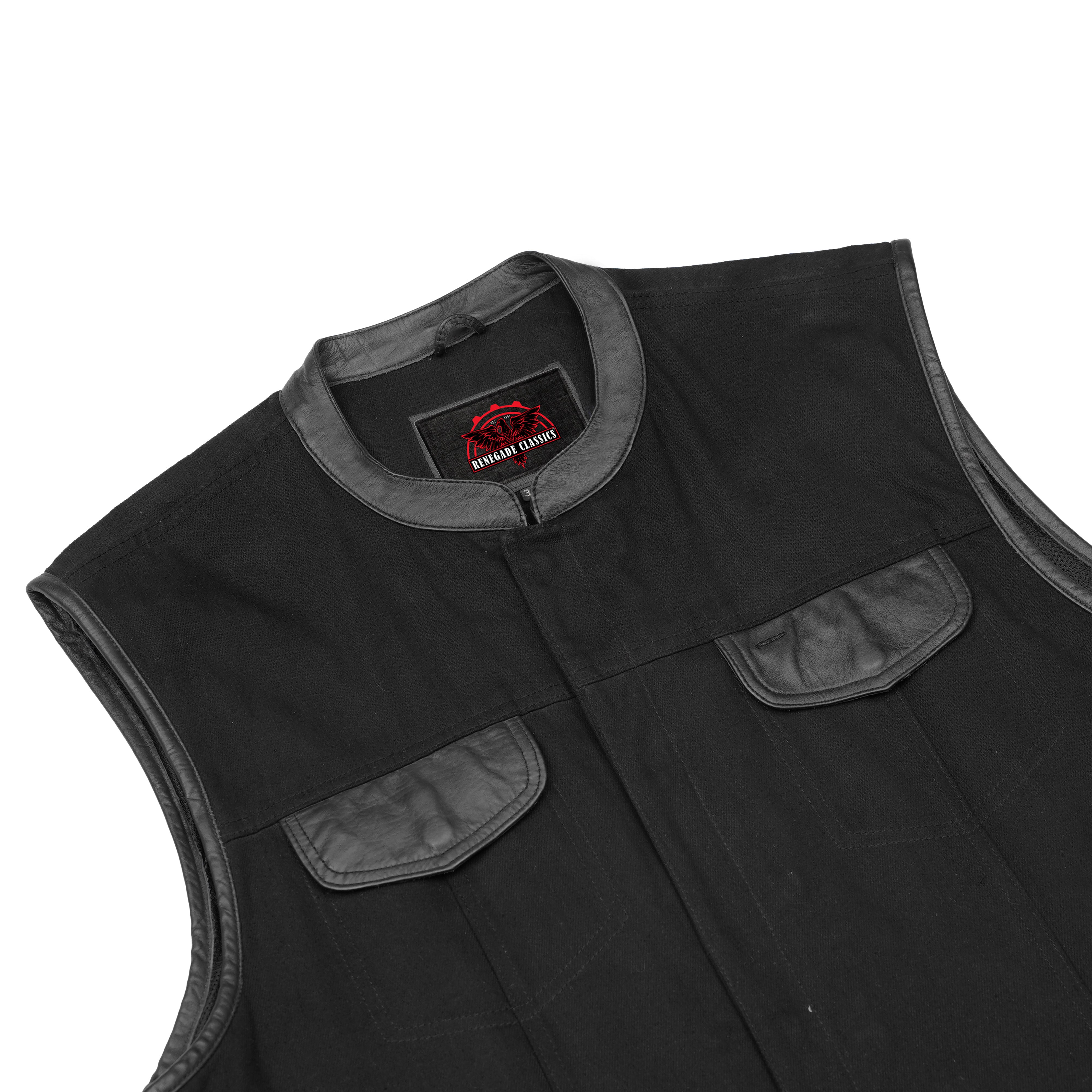 BlackSmith Mens Denim Motorcycle Vest