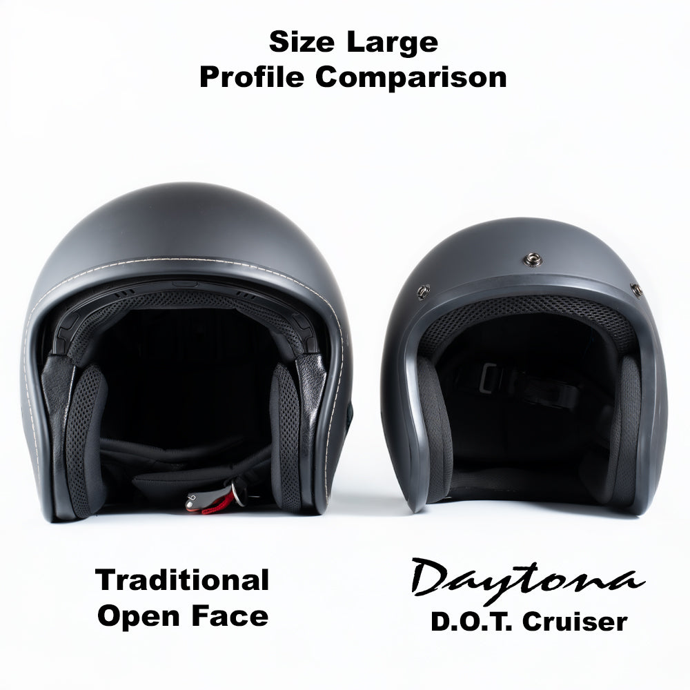 DOT Approved Daytona Cruiser Open Face Motorcycle Helmet - Men, Women & Youth - With Visor & Graphics - W/ Daytona 3th