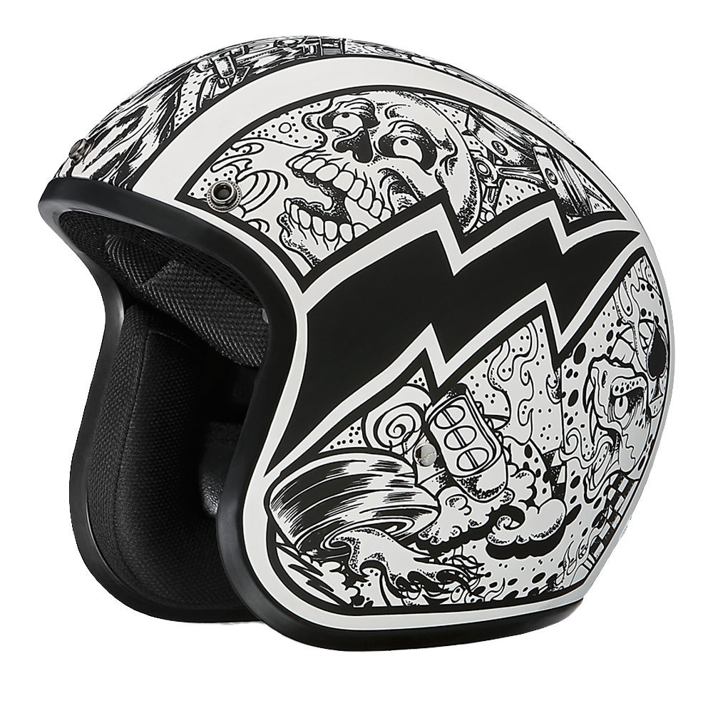 DOT Approved Daytona Cruiser Open Face Motorcycle Helmet - Men, Women & Youth - With Visor & Graphics - W/ Graffiti