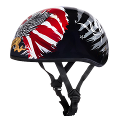 DOT Approved Daytona Motorcycle Half Face Helmet - Skull Cap Graphics for Men & Women, Scooters, ATVs, UTVs & Choppers - W/ Freedom 2.