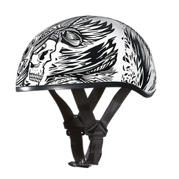 DOT Approved Daytona Motorcycle Half Face Helmet - Skull Cap Graphics for Men & Women, Scooters, ATVs, UTVs & Choppers - W/ Live Fast