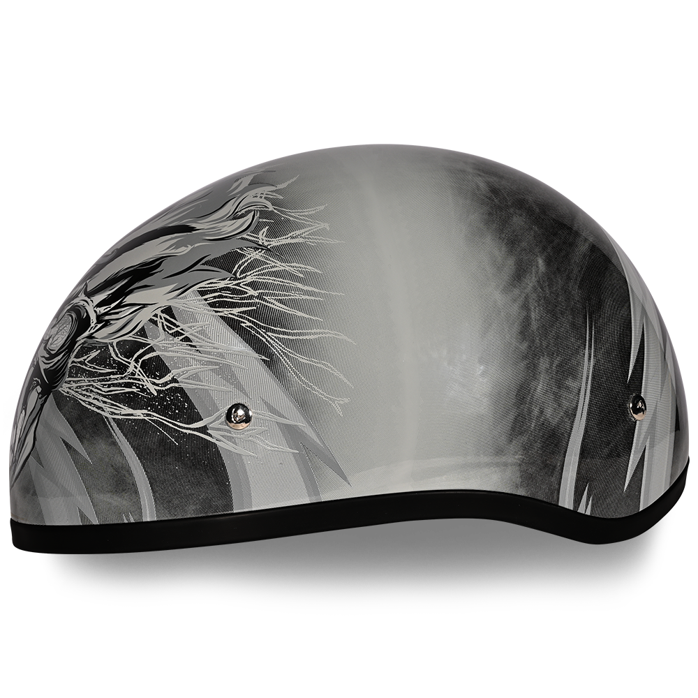 DOT Approved Daytona Motorcycle Half Face Helmet - Skull Cap Graphics for Men & Women, Scooters, ATVs, UTVs & Choppers - W/ Thunder