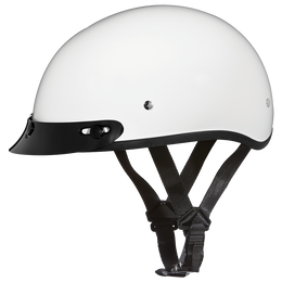 DOT Approved Daytona Skull Cap Half Shell Motorcycle Helmet - Beanie Style for Motorcycles, Cruisers, Scooters, and Mopeds - Hi-Gloss White