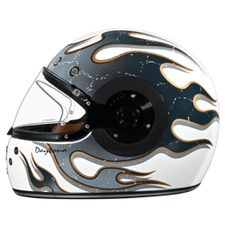 DOT Daytona Retro Full Face Motorcycle Helmet: Vintage Style for Men, Women, & Youth - W/ Flames