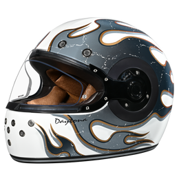 DOT Daytona Retro Full Face Motorcycle Helmet: Vintage Style for Men, Women, & Youth - W/ Flames