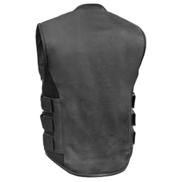 Silent Strike™ Black Leather SWAT Style Motorcycle Vest