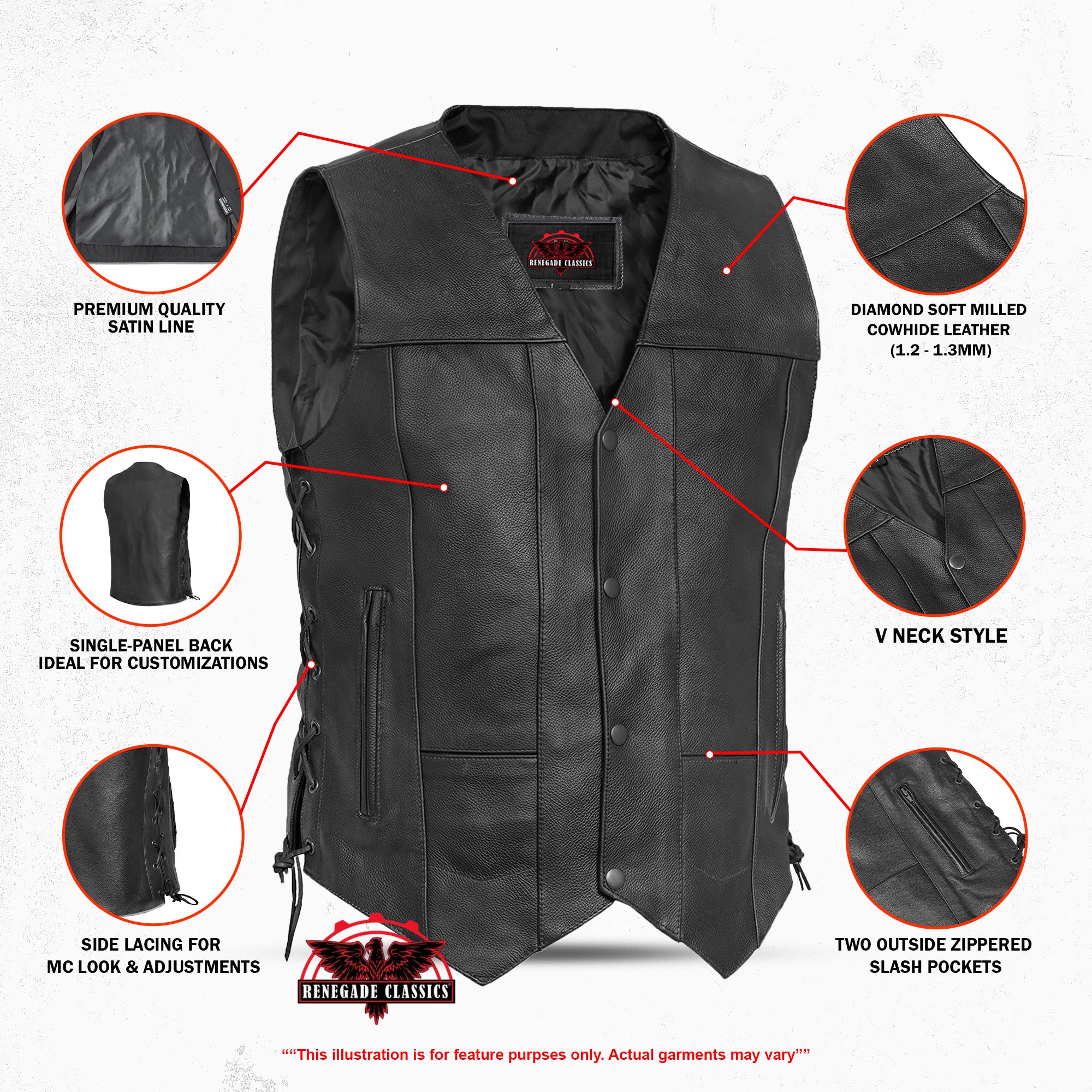 Line Ranger™ Mens Leather Motorcycle Vest