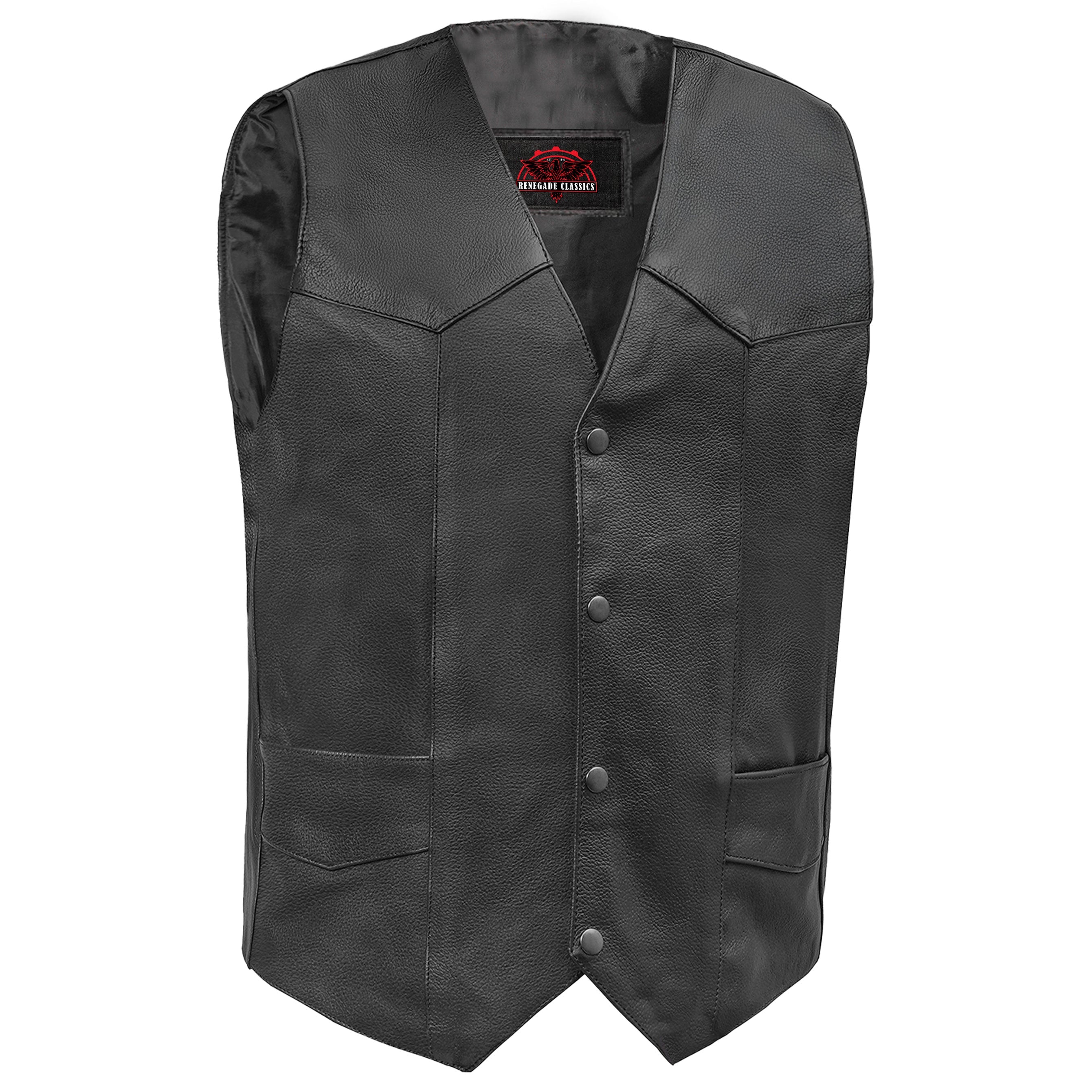 Quiet™ Ride Men's  Motorcycle Leather Vest - Black