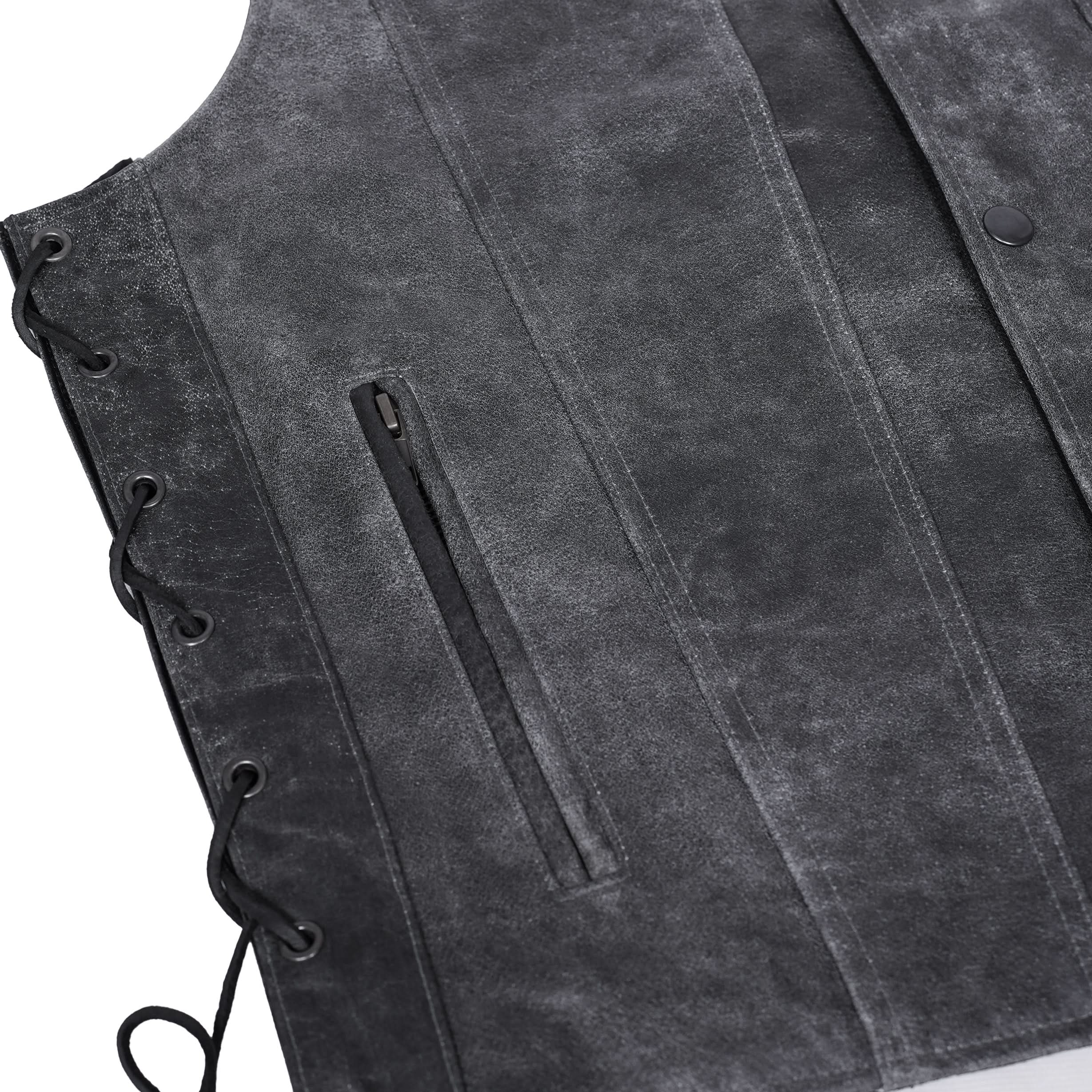 Tomstone Mens Leather Motorcycle Vest