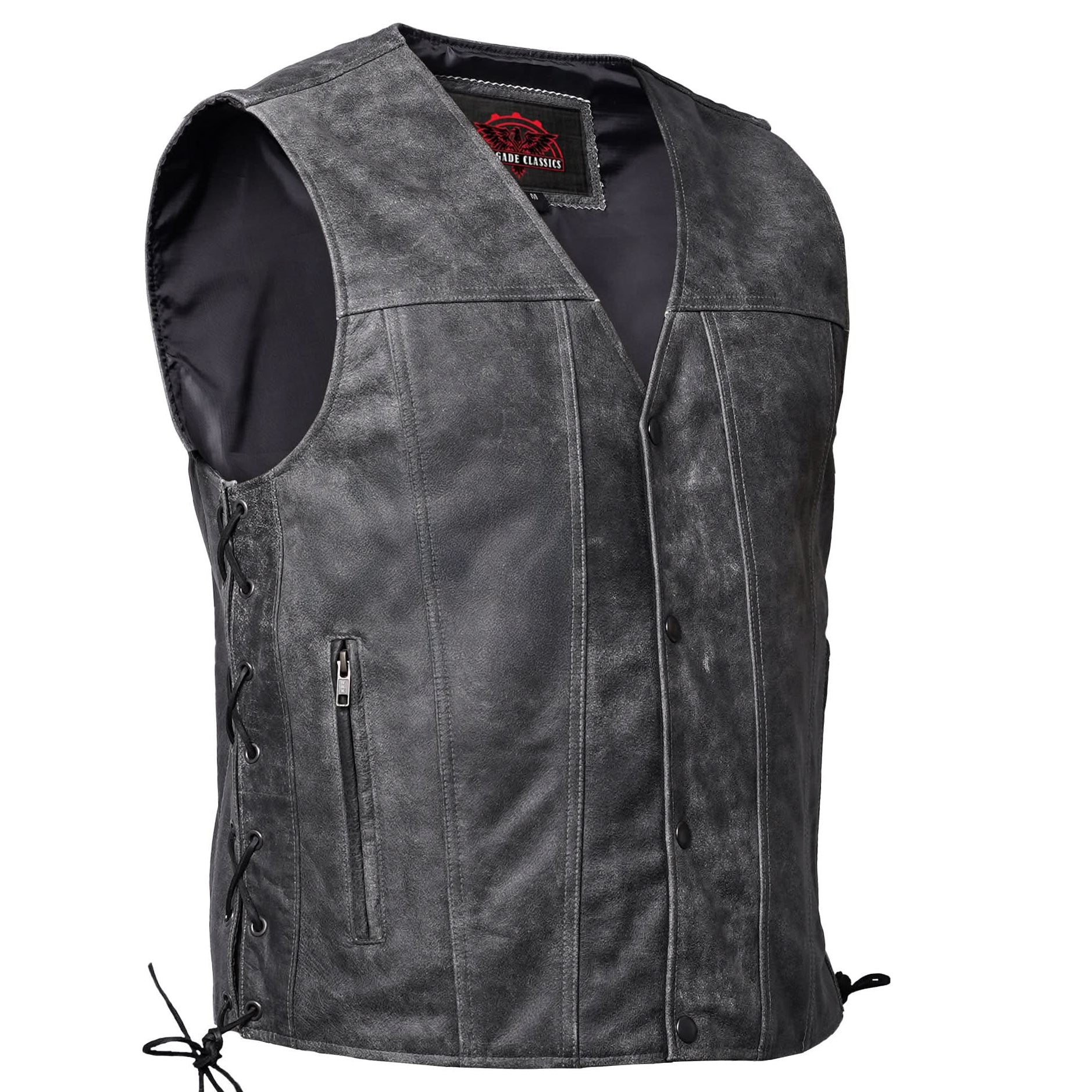Tomstone Mens Leather Motorcycle Vest