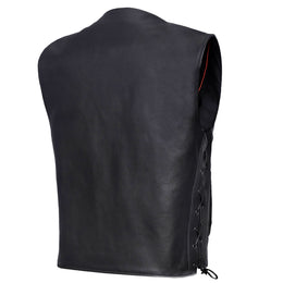 Clubster™ Men's Black  Motorcycle Leather Vest