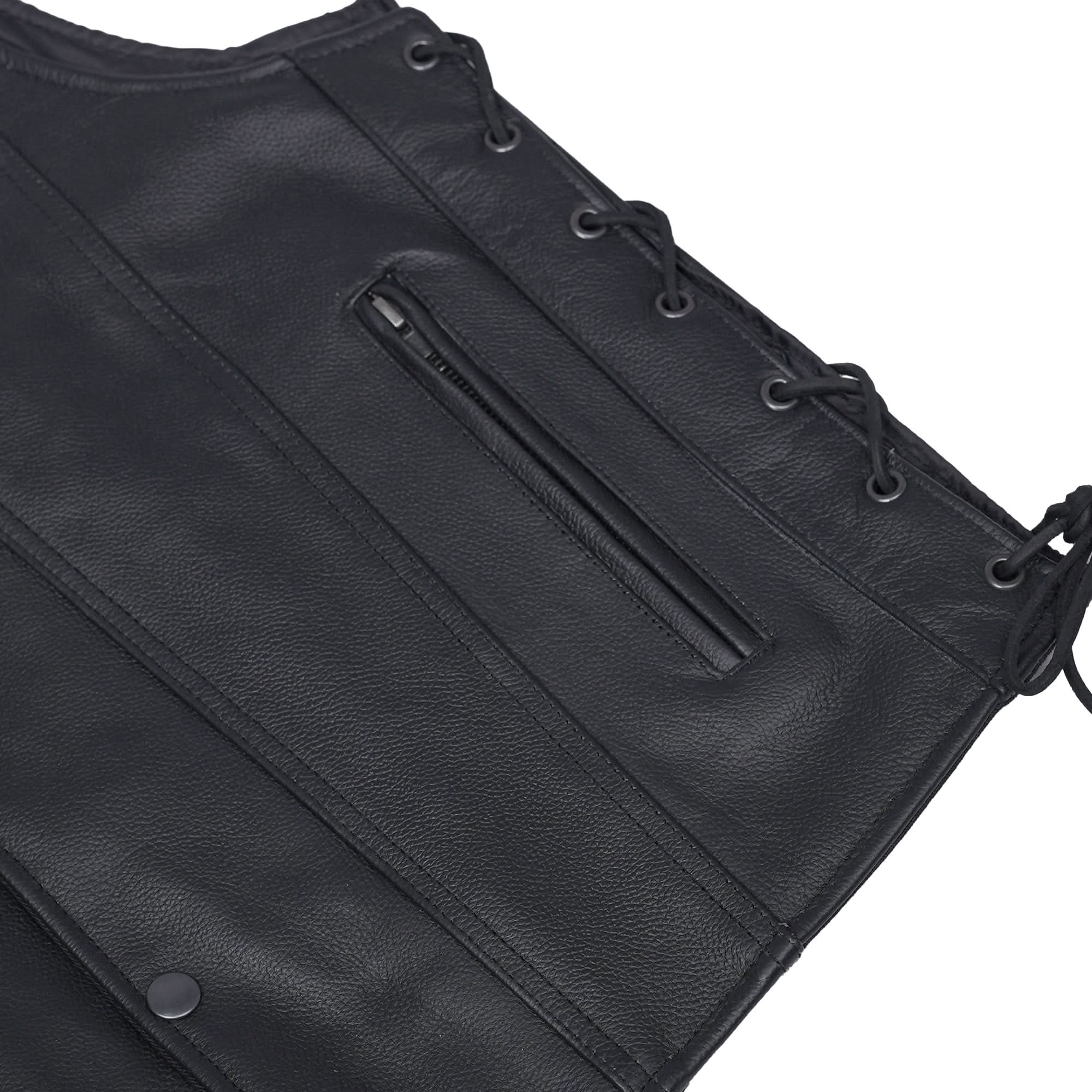 Clubster™ Men's Black  Motorcycle Leather Vest