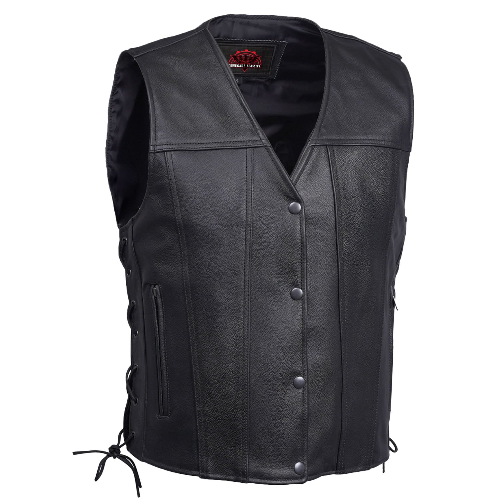 Clubster™ Men's Black  Motorcycle Leather Vest