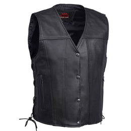 Clubster™ Men's Black  Motorcycle Leather Vest