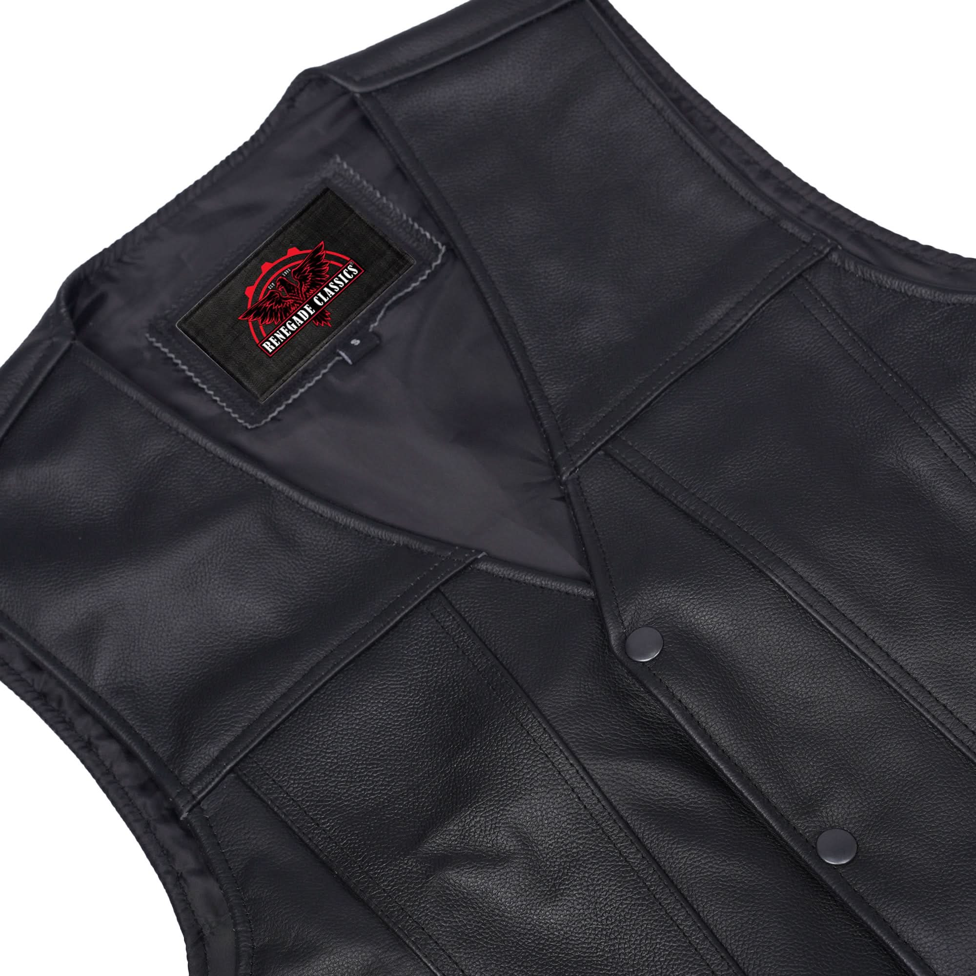 Clubster™ Men's Black  Motorcycle Leather Vest
