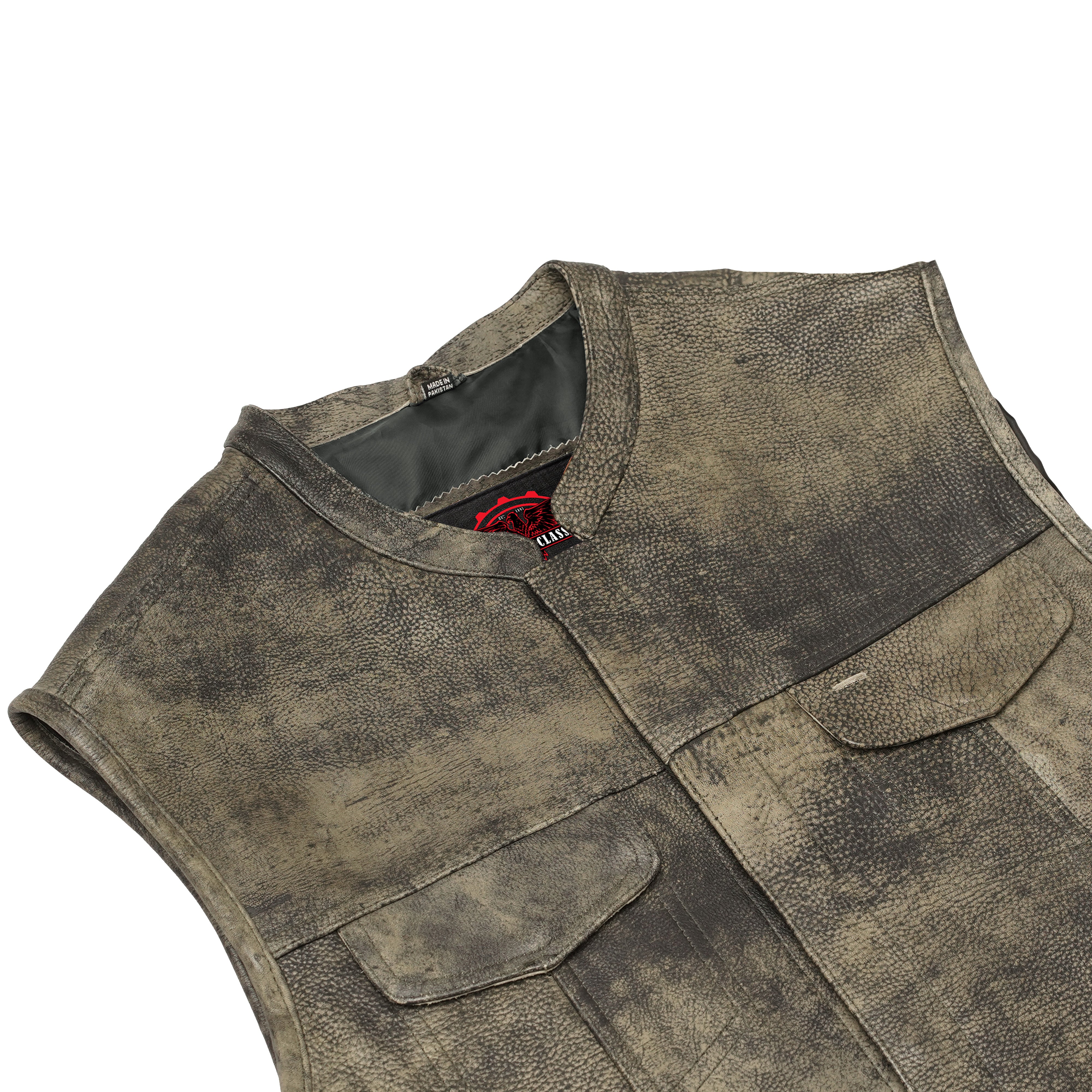 Recon Mens Leather Motorcycle Vest