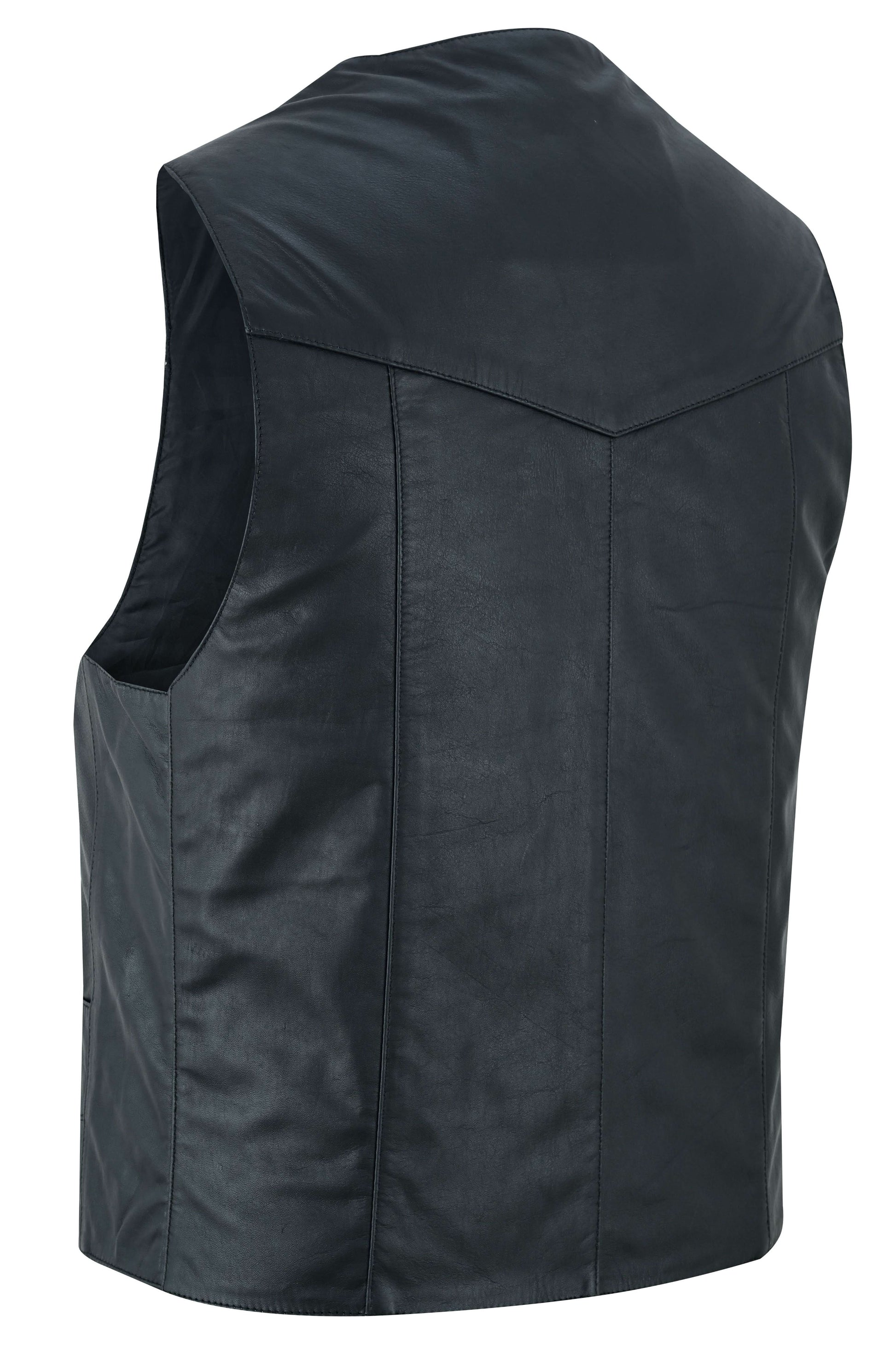 Vestige mens Black Leather Motorcycle Vest Men's Leather Vests Renegade Classics