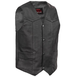 Black Stone™ Men's  Leather Motorcycle Vest - Black