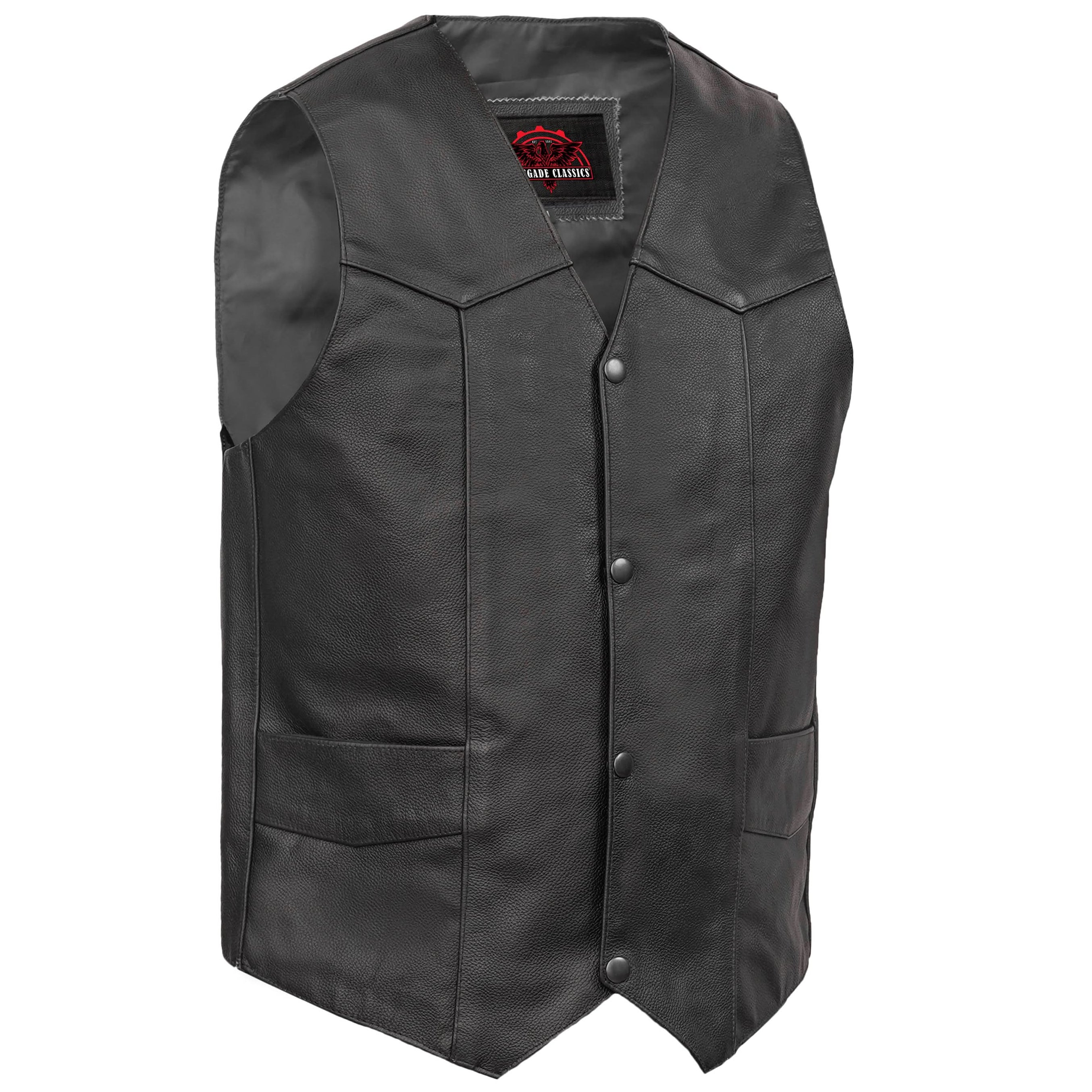 Black Stone™ Men's  Leather Motorcycle Vest - Black