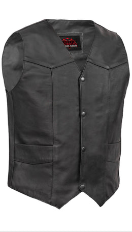Black Stone™ Men's  Leather Motorcycle Vest - Black