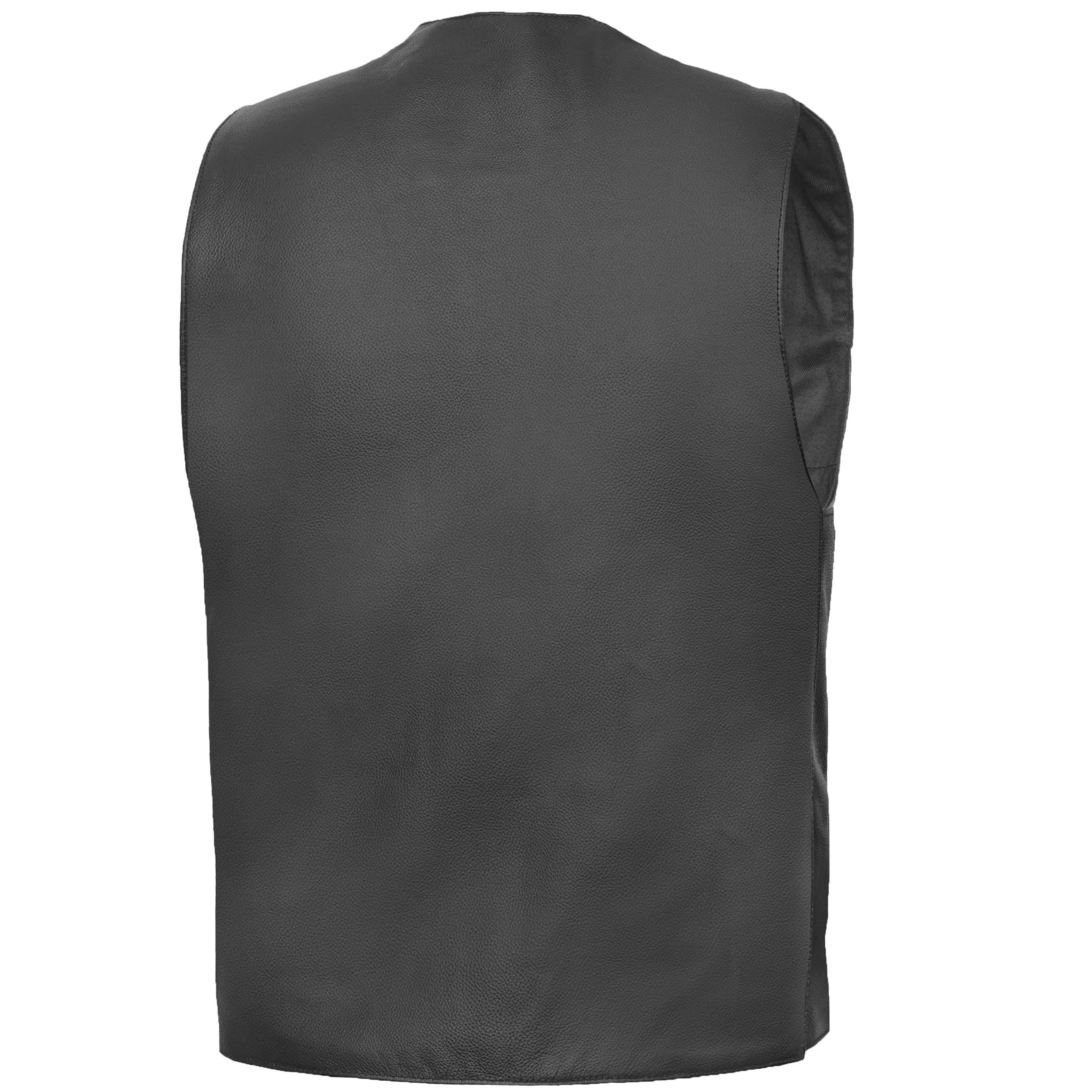 Black Stone™ Men's  Leather Motorcycle Vest - Black