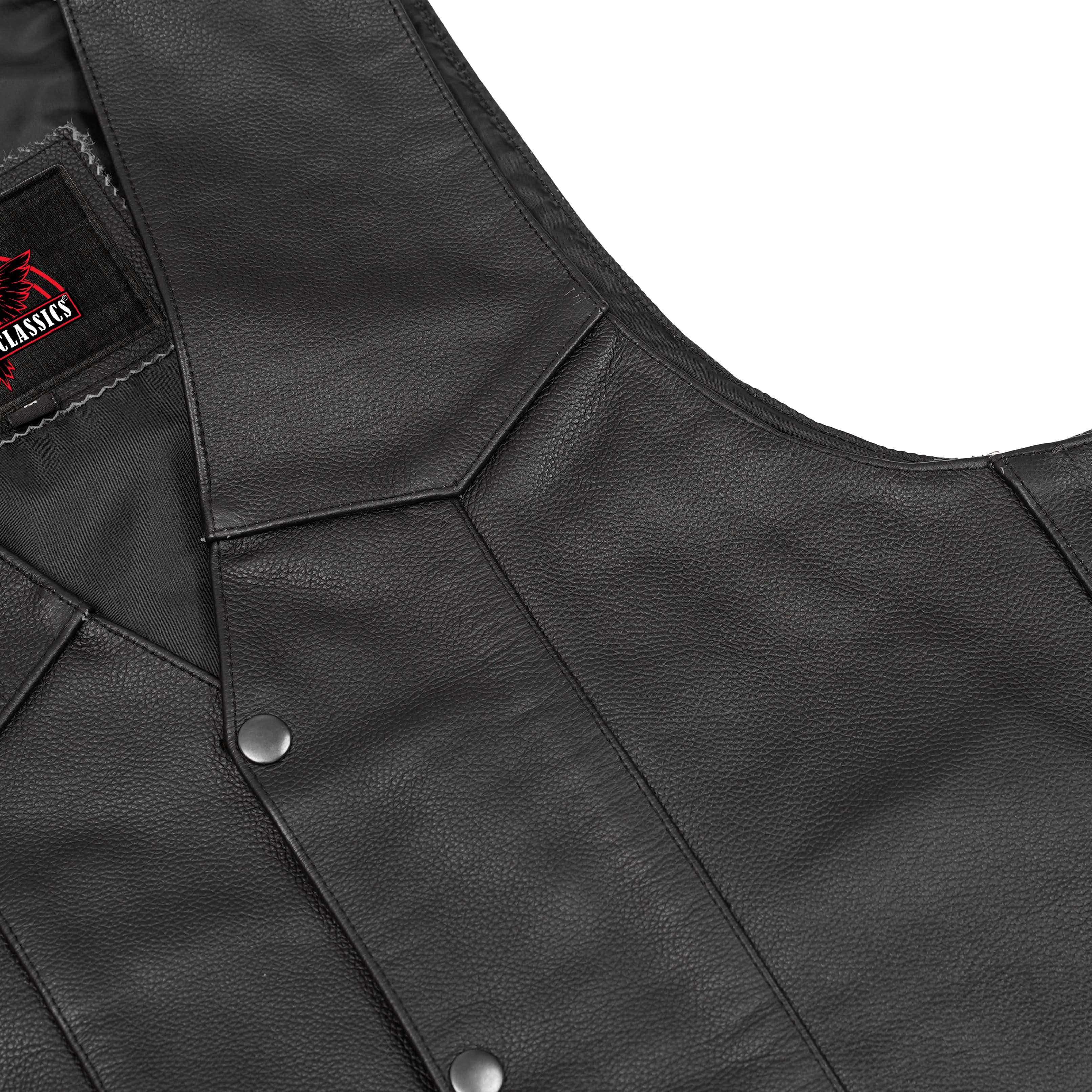 Black Stone™ Men's  Leather Motorcycle Vest - Black